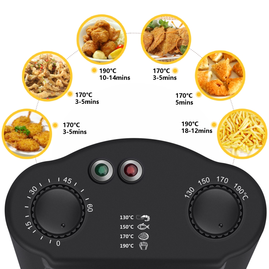 Aigostar - Fritéza 2200W/230V 3l čierna/matný chróm