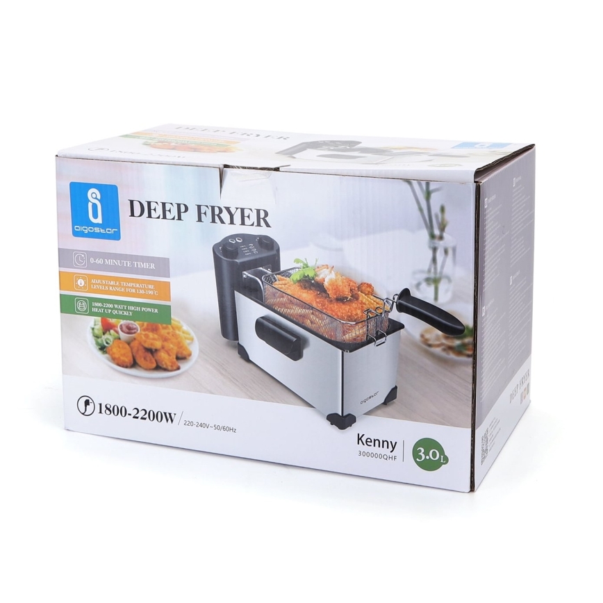 Aigostar - Fritéza 2200W/230V 3l čierna/matný chróm