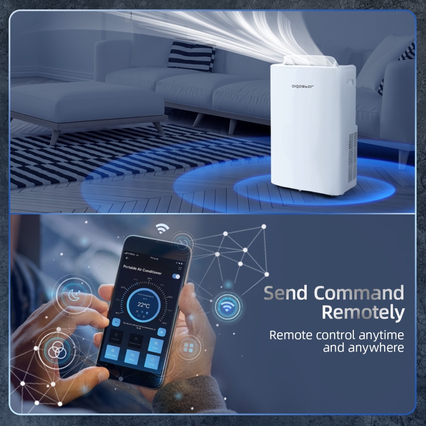 Aigostar - Inteligentná prenosná klimatizácia 1337W/230V 12000 BTU Wi-Fi biela + diaľkové ovládanie