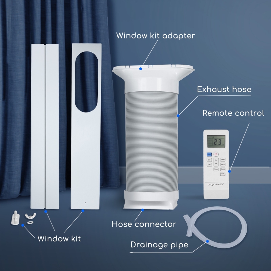 Aigostar - Inteligentná prenosná klimatizácia 1337W/230V 12000 BTU Wi-Fi biela + diaľkové ovládanie