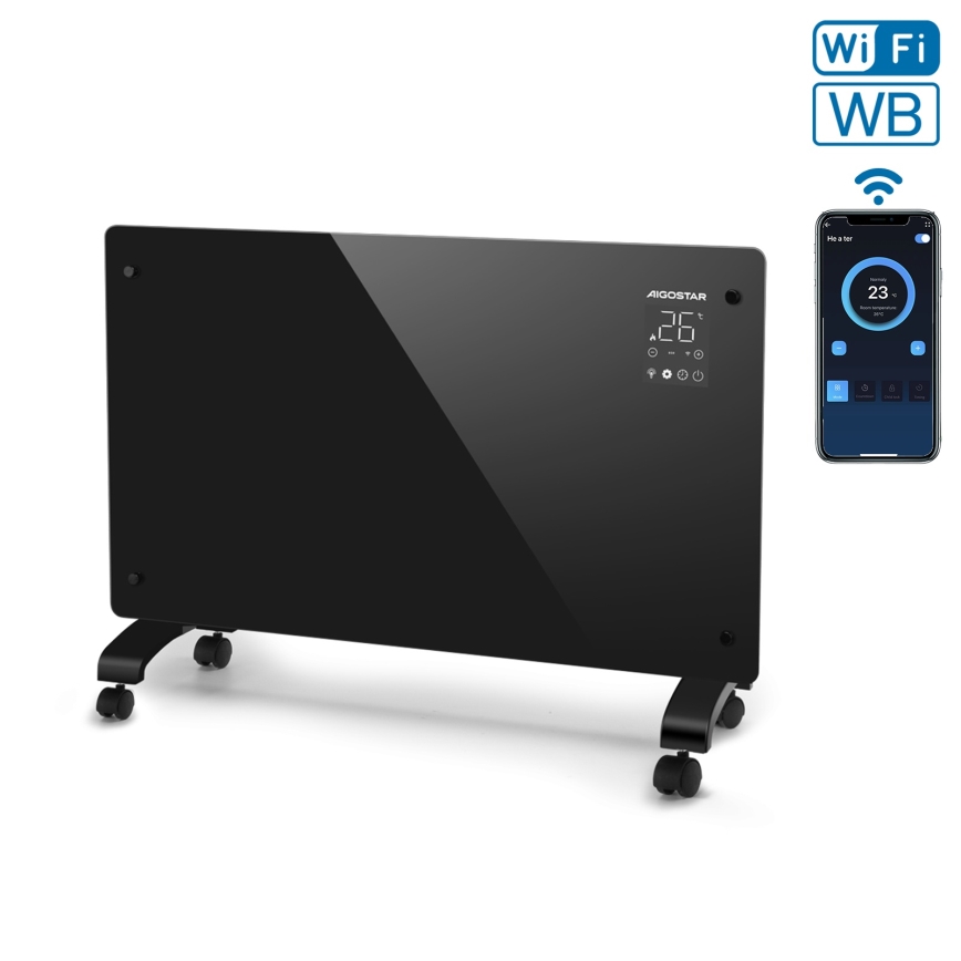 Aigostar - Inteligentný elektrický priamotop/konvektor s LCD displejom ECO/1000/2000W Wi-Fi