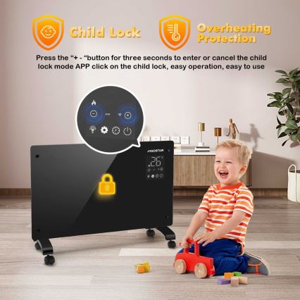 Aigostar - Inteligentný elektrický priamotop/konvektor s LCD displejom ECO/1000/2000W Wi-Fi