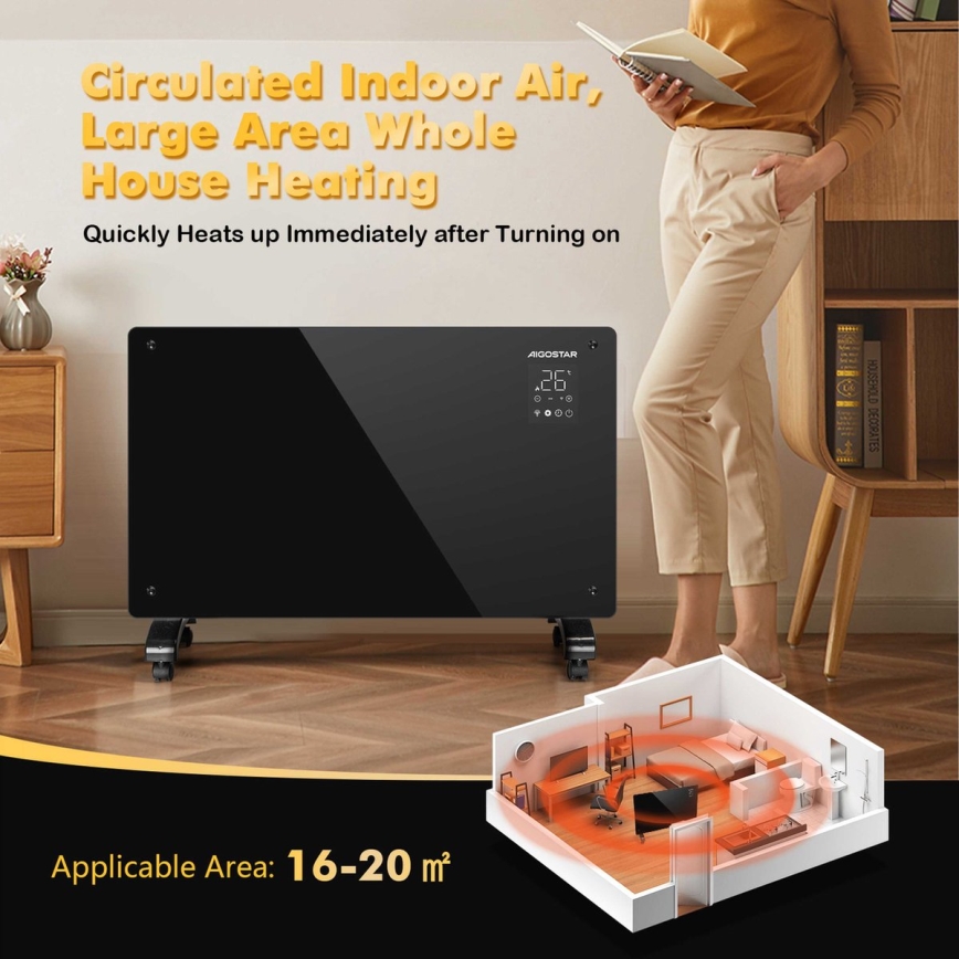 Aigostar - Inteligentný elektrický priamotop/konvektor s LCD displejom ECO/1000/2000W Wi-Fi