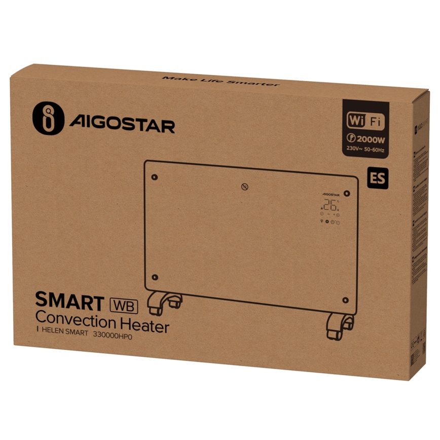 Aigostar - Inteligentný elektrický priamotop/konvektor s LCD displejom ECO/1000/2000W Wi-Fi