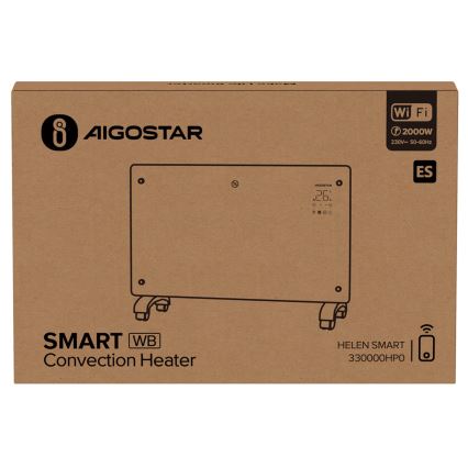 Aigostar - Inteligentný elektrický priamotop/konvektor s LCD displejom ECO/1000/2000W Wi-Fi