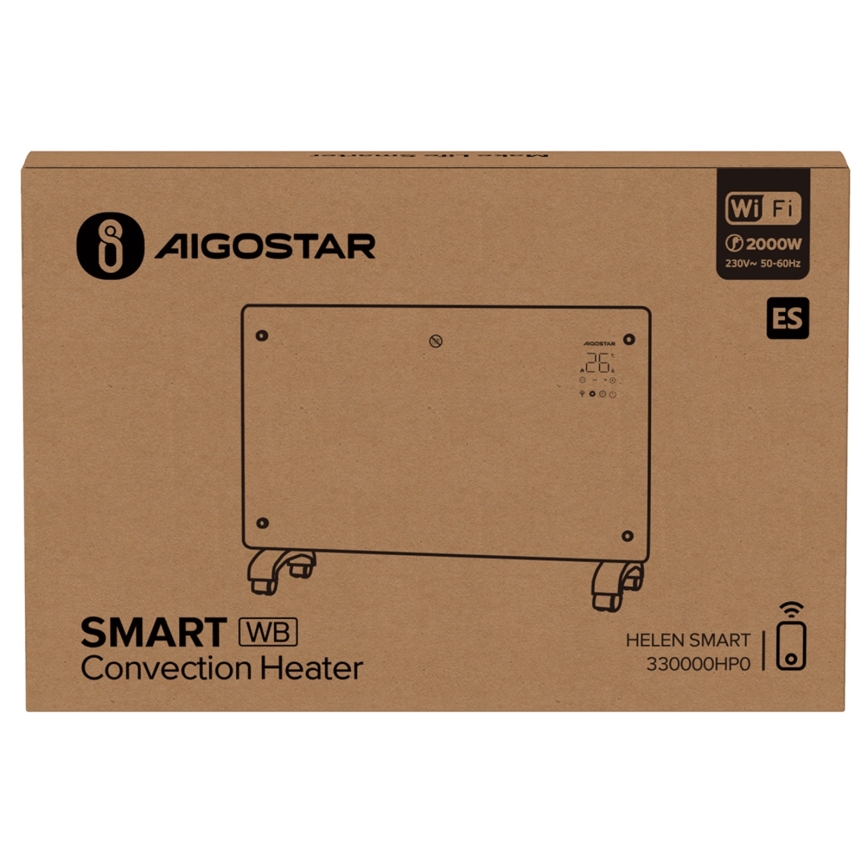 Aigostar - Inteligentný elektrický priamotop/konvektor s LCD displejom ECO/1000/2000W Wi-Fi