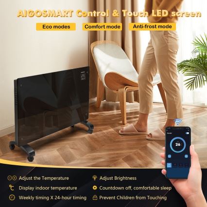Aigostar - Inteligentný elektrický priamotop/konvektor 2000W Wi-Fi