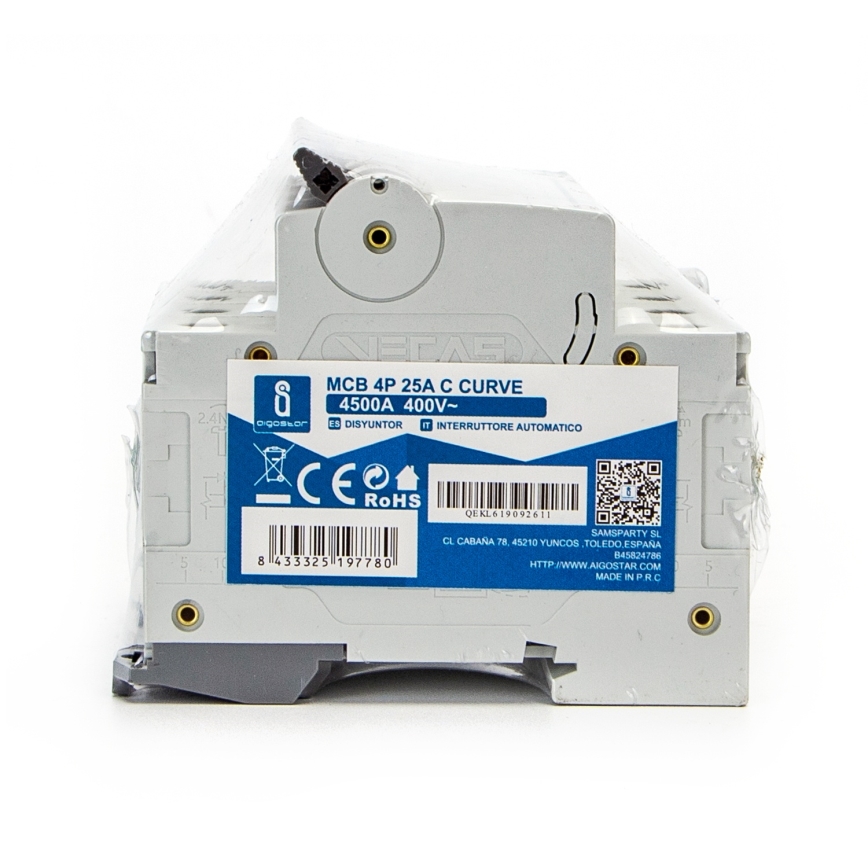 Aigostar - Istič 4-pólový 4P-25A-C 400V