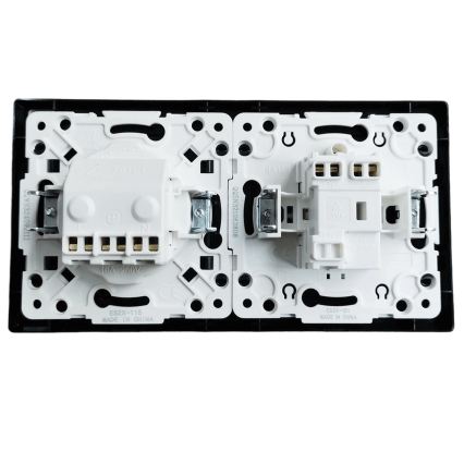 Aigostar - Jednopólový vypínač č. 1 a zásuvka SCHUKO 230 V s rámikom, čierna