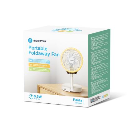 Aigostar - LED Bezdrôtový skladací ventilátor s USB portom 6,5W/5V