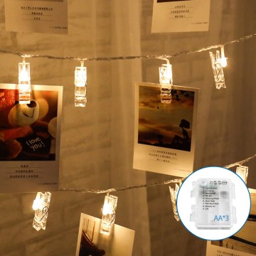 Aigostar - LED Dekoračná reťaz so štipcami 20xLED/3xAA 3,3m teplá biela