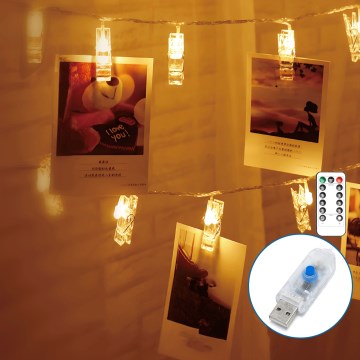 Aigostar - LED dekoračný reťazec 40xLED/5W/USB 9 m teplá biela