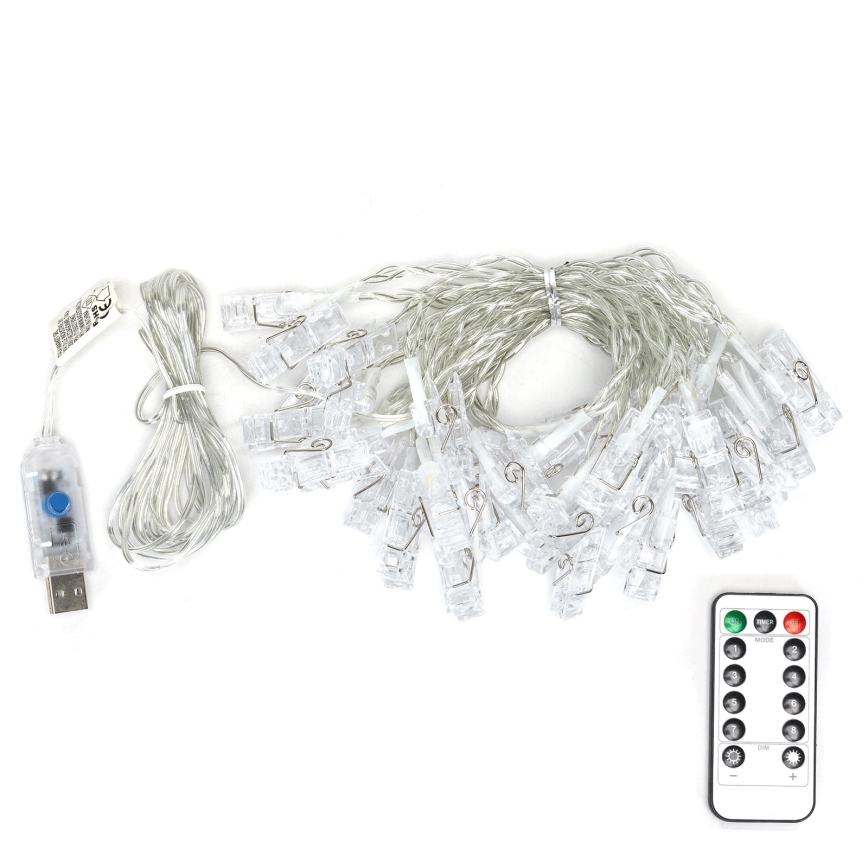 Aigostar - LED dekoračný reťazec 40xLED/5W/USB 9 m teplá biela