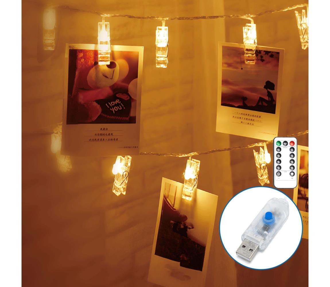 B.V.  - LED dekoratívny reťazec 40xLED/5W/USB 9 m teplá biela B103031XH