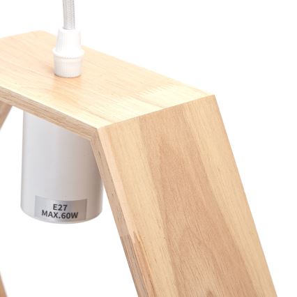 Aigostar - LED drevený luster na lane 1xE27/9W/230V 2200K borovica