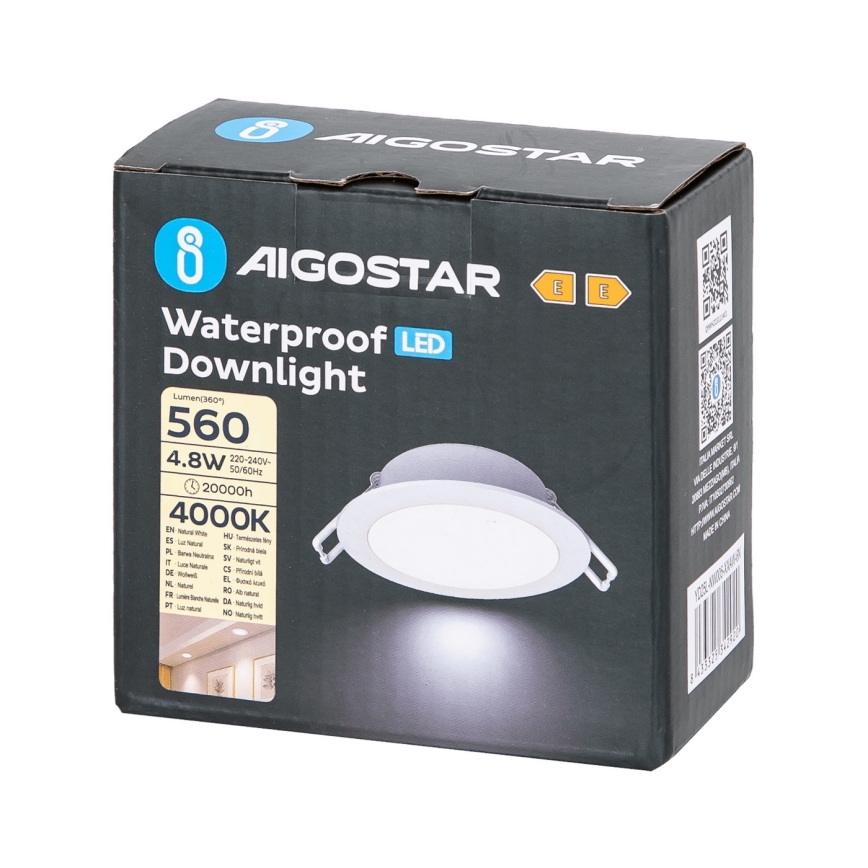 Aigostar - LED Kúpeľňové podhľadové svietidlo LED/4,8W/230V 4000K biela IP65