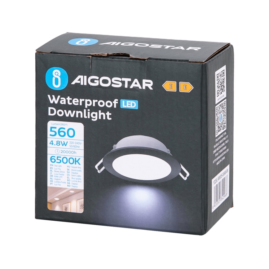 Aigostar - LED Kúpeľňové podhľadové svietidlo LED/4,8W/230V 6500K čierna IP65