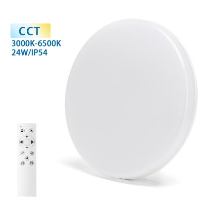Aigostar - LED Stmievateľné kúpeľňové stropné svietidlo LED/24W/230V 3000K-6500K IP54 priemer 33 cm + diaľkové ovládanie