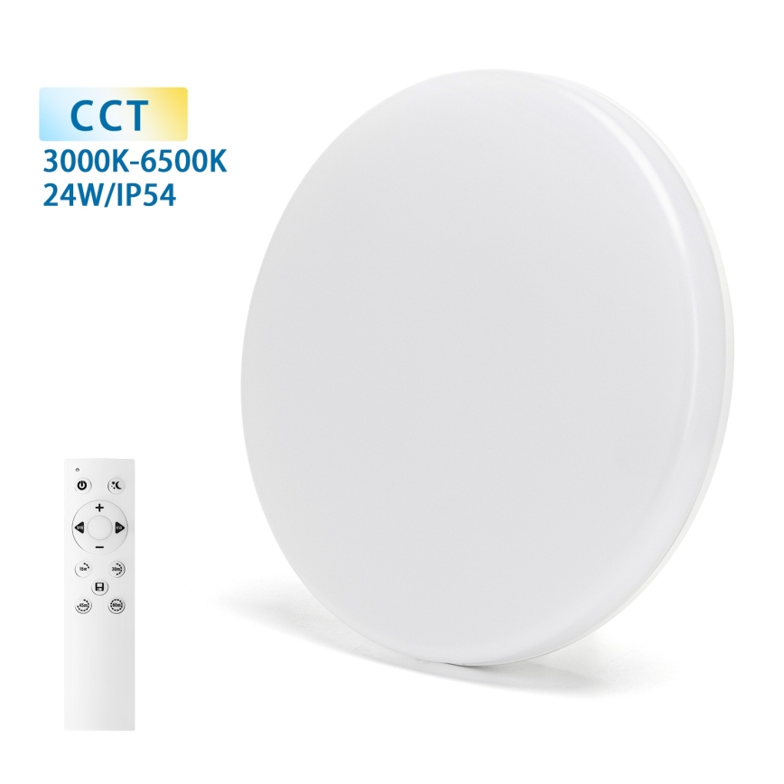 Aigostar - LED Stmievateľné kúpeľňové stropné svietidlo LED/24W/230V 3000K-6500K IP54 priemer 33 cm + diaľkové ovládanie