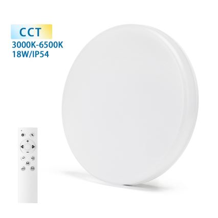 Aigostar - LED Stmievateľné kúpeľňové stropné svietidlo LED/18W/230V 3000-6000K IP54 + diaľkové ovládanie