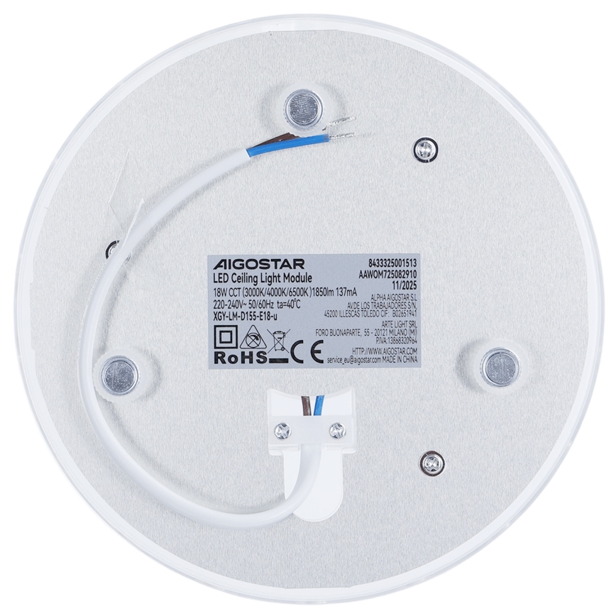 Aigostar - LED magnetický modul LED/18W/230V 3000/4000/6500K