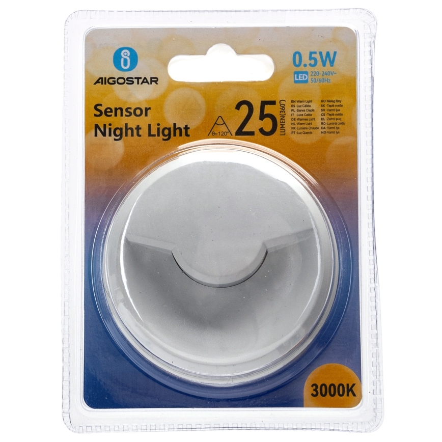 Aigostar - LED Nočné svetlo so senzorom súmraku LED/0,5W/230V 3000K