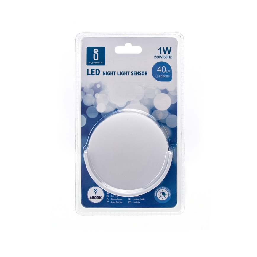 Aigostar - LED Nočné svetlo so senzorom súmraku LED/1W/230V 6500K okrúhly