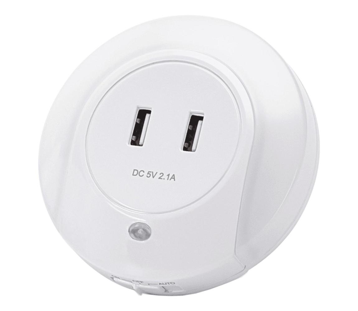 B.V.  - LED nočné svietidlo do zásuvky s USB LED/0,4W/230V B10308BB4