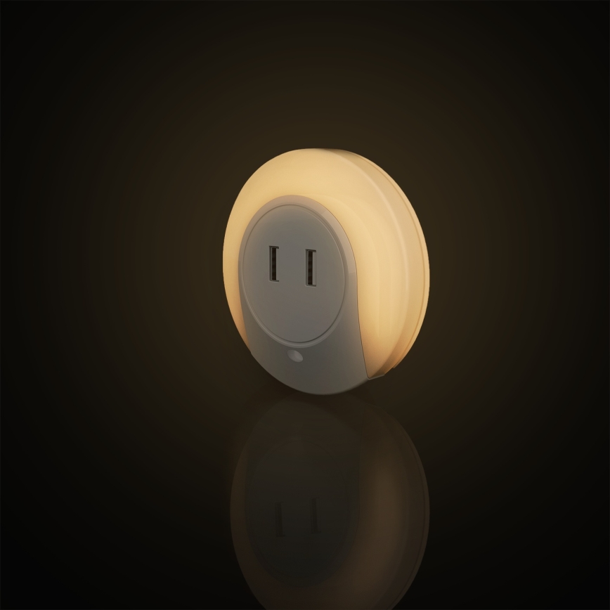 Aigostar - LED nočné svietidlo so súmrakovým senzorom do zásuvky s USB LED/0,4W/230V