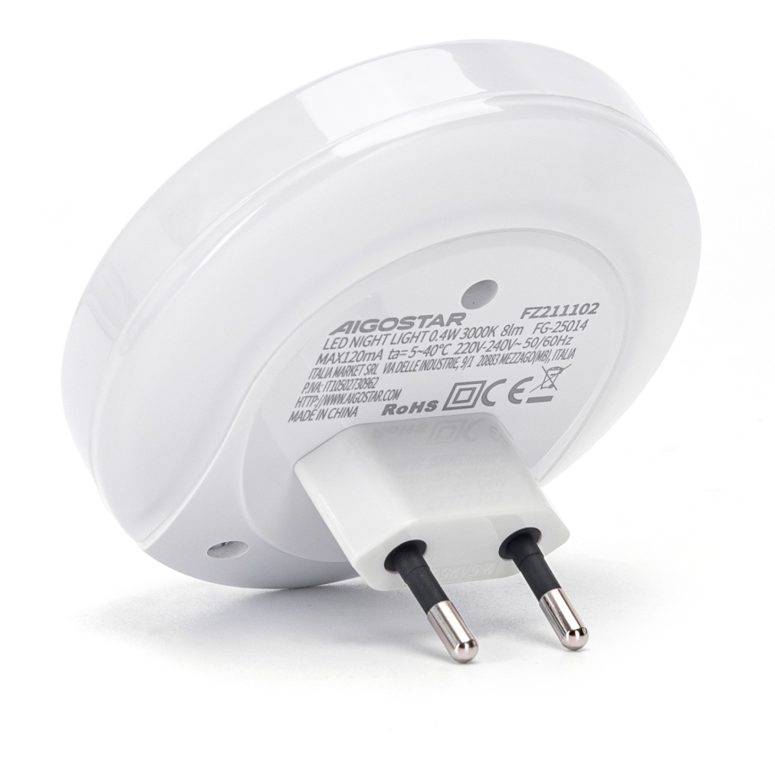 Aigostar - LED nočné svietidlo so súmrakovým senzorom do zásuvky s USB LED/0,4W/230V