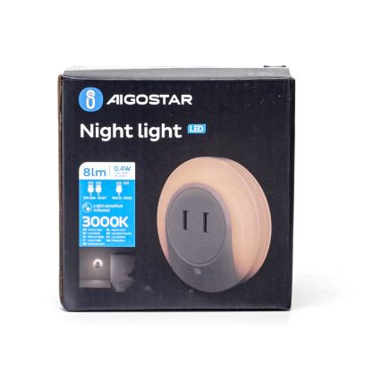 Aigostar - LED nočné svietidlo so súmrakovým senzorom do zásuvky s USB LED/0,4W/230V