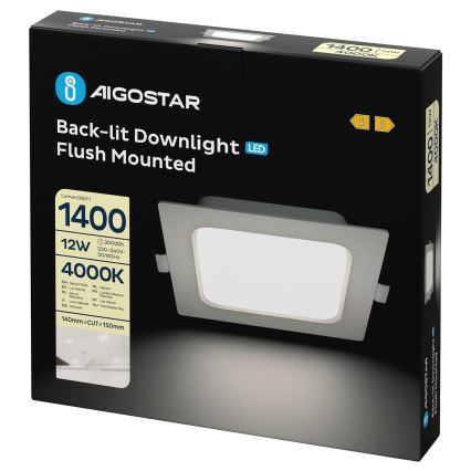 Aigostar - LED podhľadové svietidlo 12W/230V 4000K 17,5x17,5 cm biele