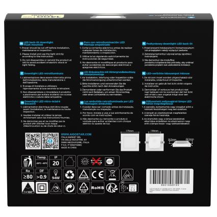 Aigostar - LED podhľadové svietidlo 12W/230V 4000K 17,5x17,5 cm biele
