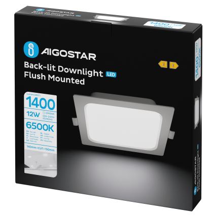 Aigostar - LED Podhľadové svietidlo LED/12W/230V 6500K 17,5x17,5 cm biela