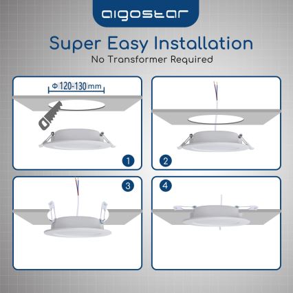 Aigostar - LED Kúpeľňové podhľadové svietidlo LED/15W/230V 4000K IP44 pr. 14,5 cm biela