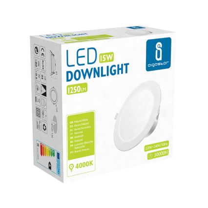 Aigostar - LED Kúpeľňové podhľadové svietidlo LED/15W/230V 4000K IP44 pr. 14,5 cm biela