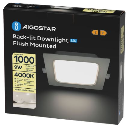Aigostar - LED podhľadové svietidlo LED/9W/230V 4000K 14,5x14,5 cm biela