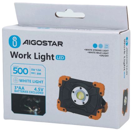 Aigostar - LED pracovné svietidlo LED/5W/3xAA 6500K IP44