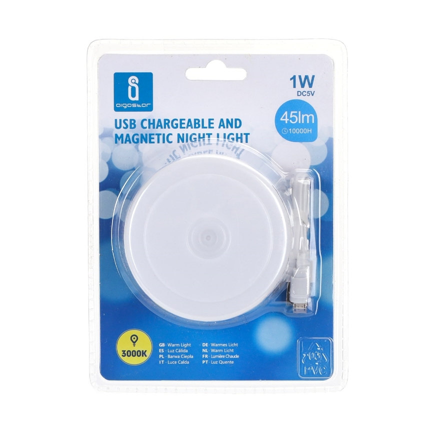 Aigostar - LED Prenosné nočné svietidlo LED/1W/5V 3000K + USB