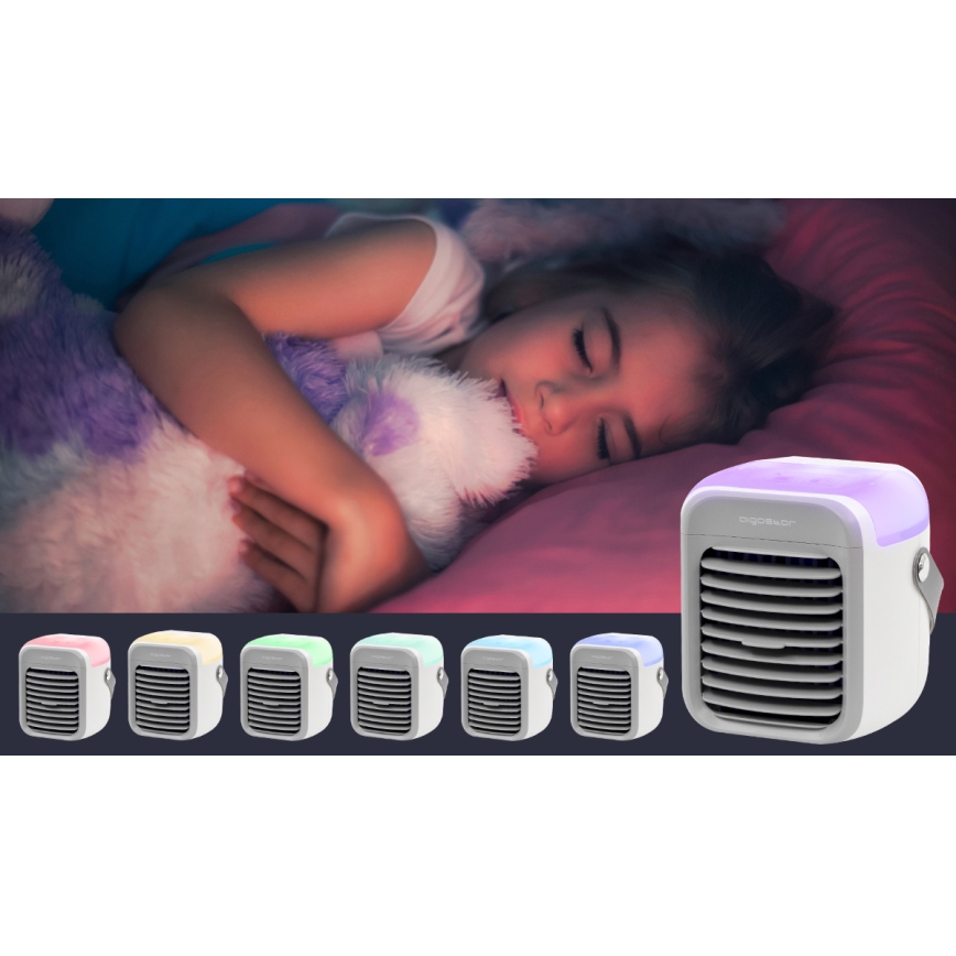 Aigostar - LED Prenosný ochladzovač vzduchu 3v1 LED/8W/5V biela/šedá