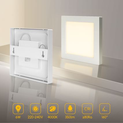 Aigostar - LED prisadené stropné svietidlo LED/6W/230V 4000K 12,2x12,2 cm biela