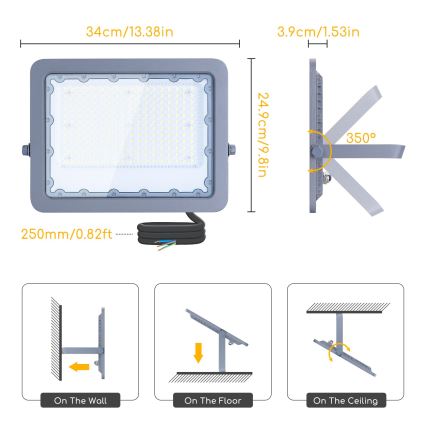 Aigostar - LED Reflektor LED/150W/230V šedá 6500K IP65