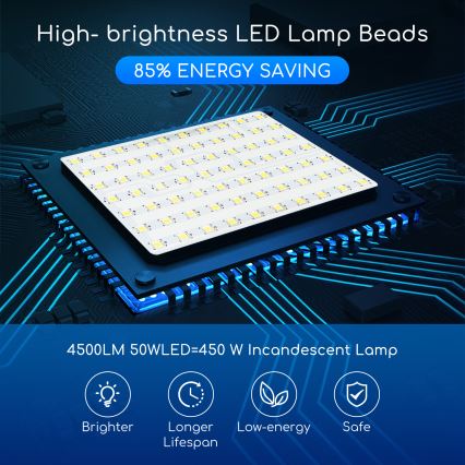 Aigostar - LED Reflektor LED/50W/230V 6400K IP65 čierna