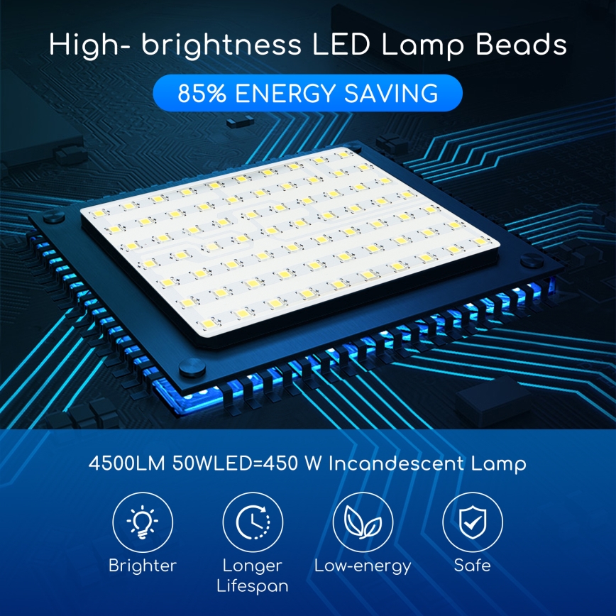 Aigostar - LED Reflektor LED/50W/230V 6400K IP65 čierna