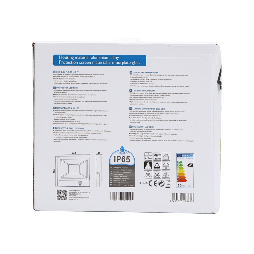 Aigostar - LED Reflektor LED/50W/230V 6400K IP65 čierna
