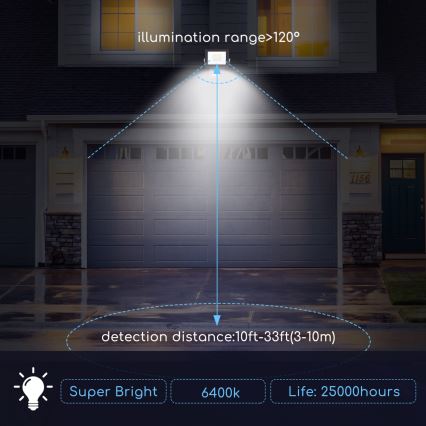 Aigostar - LED Reflektor so senzorom LED/20W/230V 6400K IP65 čierna