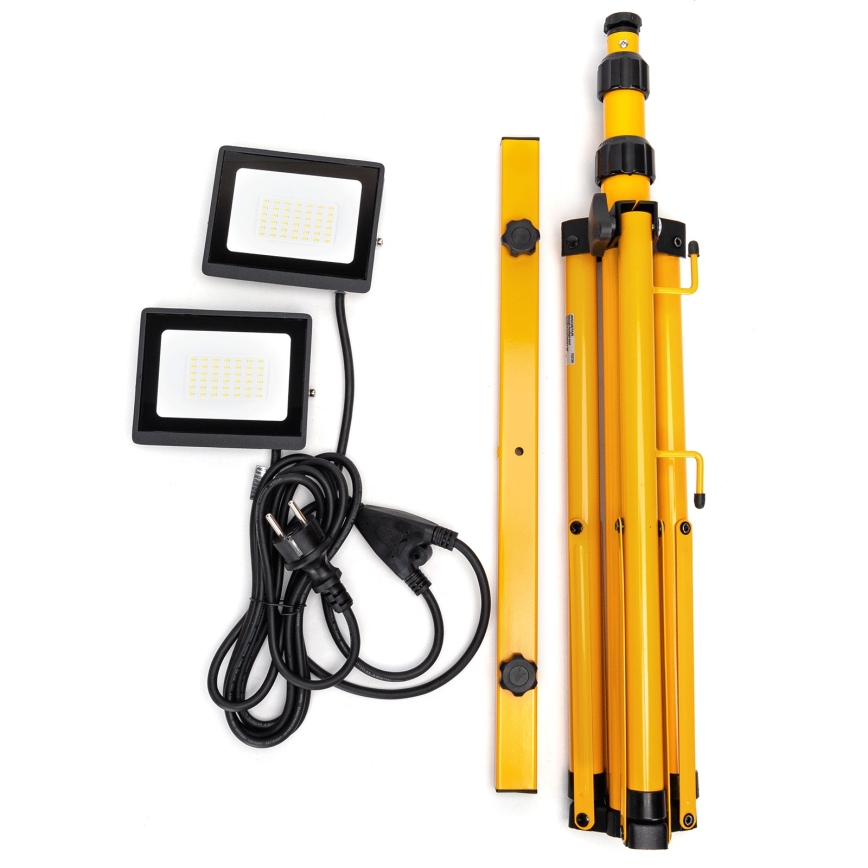 Aigostar - LED reflektor so stojanom 2xLED/30W/230V 6500K IP65 oranžová/čierna
