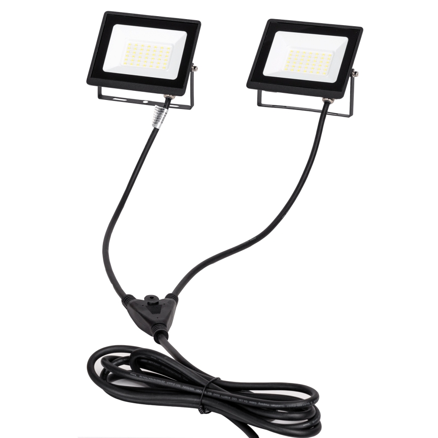Aigostar - LED reflektor so stojanom 2xLED/30W/230V 6500K IP65 oranžová/čierna