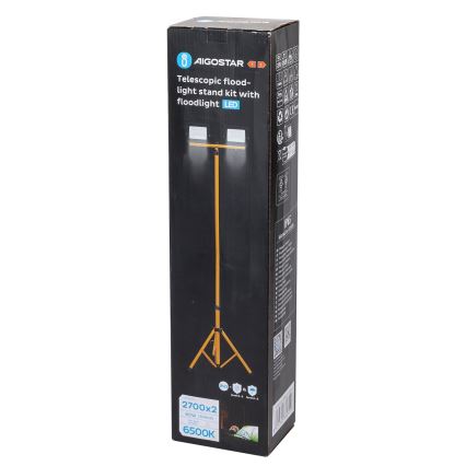 Aigostar - LED reflektor so stojanom 2xLED/30W/230V 6500K IP65 oranžová/čierna