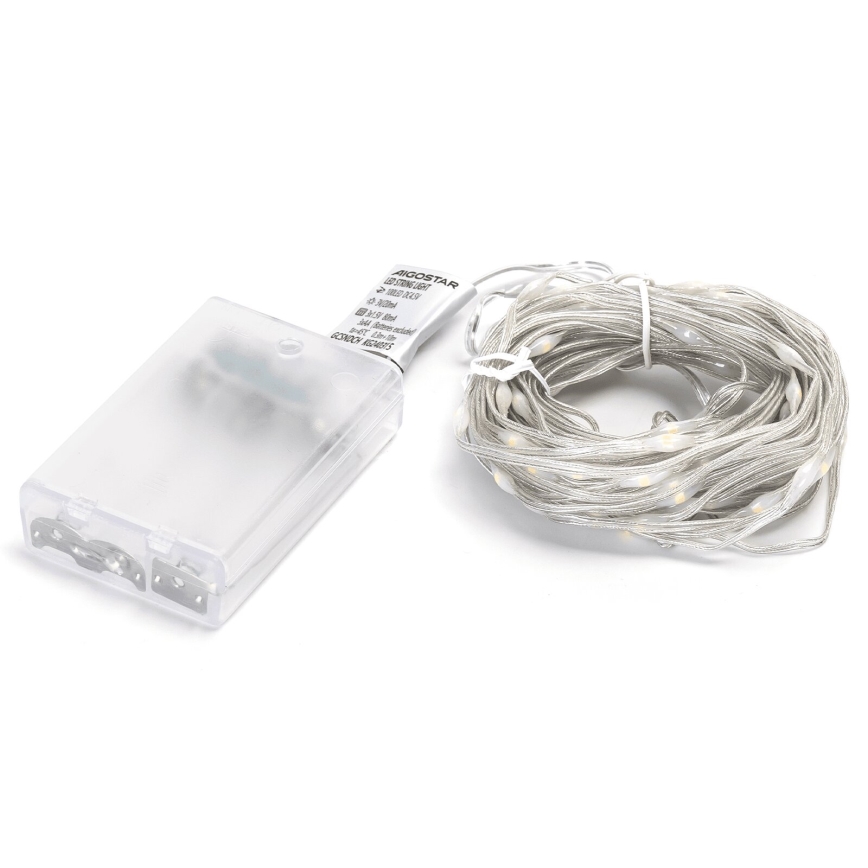 Aigostar - LED reťaz 100xLED/3xAA 10,3m teplá biela